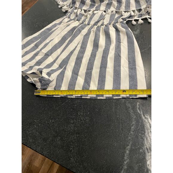 Shein Unity Stripe fringe trim Bardot Romper MED - Picture 4 of 7